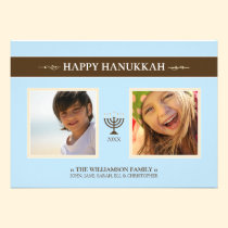 Happy Hanukkah Menorah Holiday Card (baby blue) invitations
