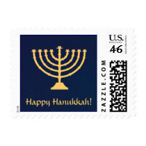 Happy Hanukkah Menorah Postage Stamp