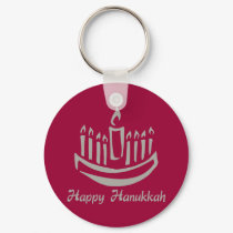 Happy Hanukkah Menorah - Silver Gray keychains