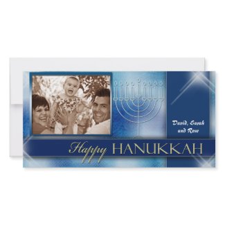 Happy Hanukkah Photo Greeting Card template photocard