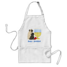 Happy Hanukkah Pugs and Menorah Apron