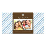 Happy Hanukkah Ribbon Family Photocard (blue) Photo Card