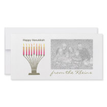 Happy Hanukkah simple menorah on white photo cards