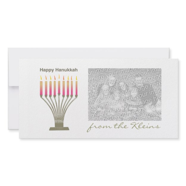 Happy Hanukkah simple menorah on white photocard