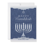 Happy Hanukkah with Menorah Flat Card Personalized Announcements