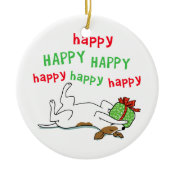 Happy Happy Jack Russell Terrier Christmas Dog Double-Sided Ceramic Round Christmas Ornament