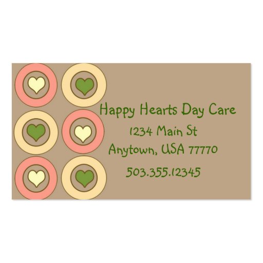 Happy Hearts Business Card Templates (back side)