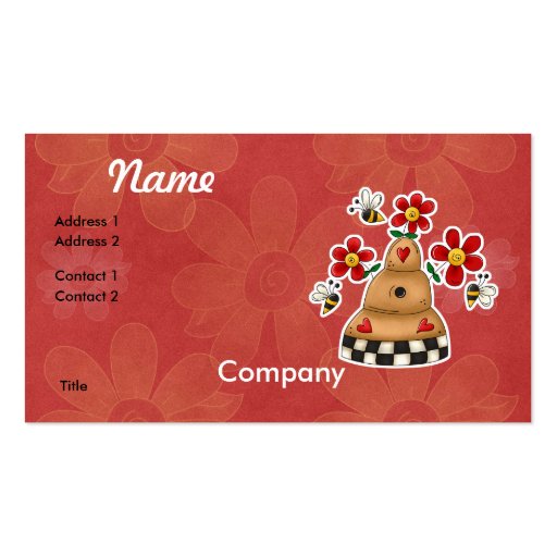 Happy Hearts N Flowers Bee Hive Business Card Template (front side)