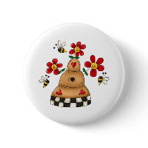 Happy Hearts N Flowers Bee Hive buttons