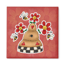 Happy Hearts N Flowers Bee Hive magnets
