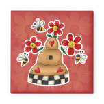 Happy Hearts N Flowers Bee Hive Refrigerator Magnets