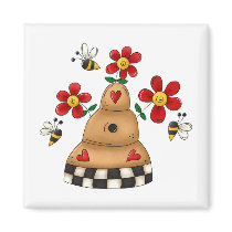 Happy Hearts N Flowers Bee Hive magnets