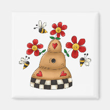 Happy Hearts N Flowers Bee Hive Magnet
