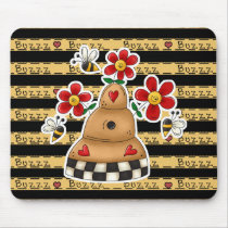 Happy Hearts N Flowers Bee Hive mousepads