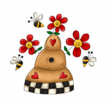 Happy Hearts N Flowers Bee Hive photo sculptures