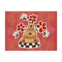Happy Hearts N Flowers Bee Hive Post Cards