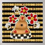 Happy Hearts N Flowers Bee Hive Poster