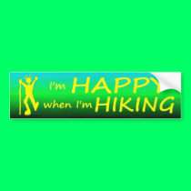 Happy Hiking Blue/Green bumper stickers