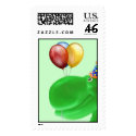 Happy Hippo Green Birthday Stamp