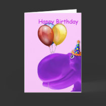 Happy Hippo Purple Birthday cards