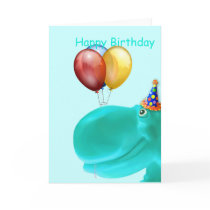Happy Hippo Teal Birthday cards by dduhaime55 Happy Hippo Teal Birthday cards
