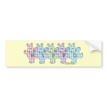 Happy Hippos pastel gingham bumper stickers