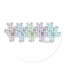 Happy Hippos pastel gingham stickers