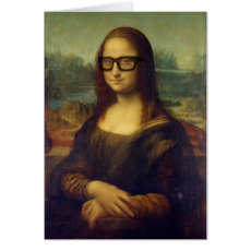 Happy Hipster Mona Lisa in Cool Hipster Glasses Card
