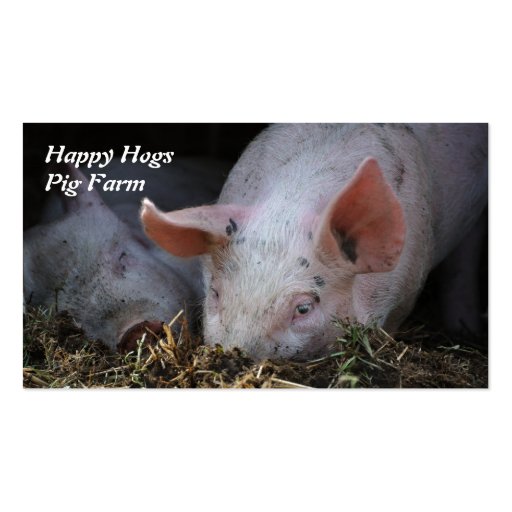 Happy Hogs pig farm business card (front side)