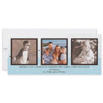 Happy Holiday Halftone Blue and Brown Photo Card Custom Invitations