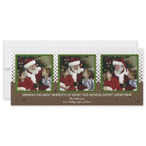 Happy Holiday Halftone Green and Brown Photo Card Invites