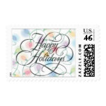 Happy Holiday Lights postage stamp