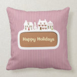 Happy Holiday & Merry Christmas with Decorations Throw Pillow