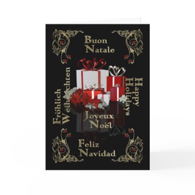 Happy Holiday Multi language business Christmas ca Greeting Cards