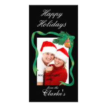 Happy Holiday Photo Card Ornament Ribbon