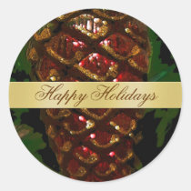 Happy Holiday Pinecone Envelope Sticker