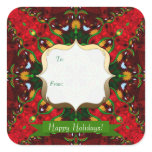 Happy Holiday Red Green Gift Tag Square Sticker