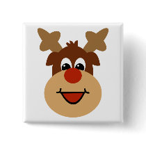 Happy Holiday Reindeer Pinback Buttons