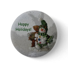 Happy Holiday Snowman button
