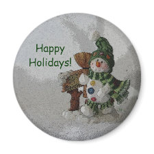 Happy Holiday Snowman magnet