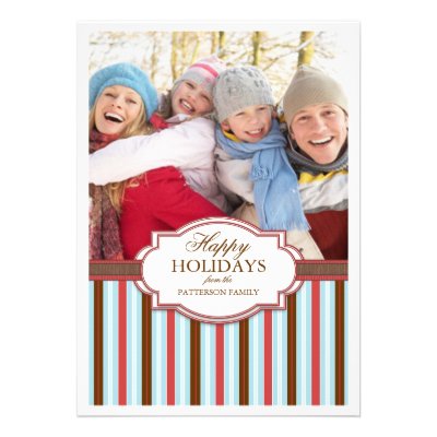 Happy Holiday Stripes Large Photo Card Greeting