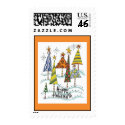 Happy Holiday Tree Postage postage