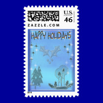 happy holidays 3D postage