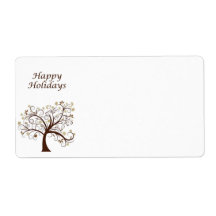 Happy Holidays Autumn Tree Label
