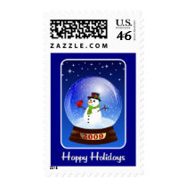 Happy Holidays - Blue Christmas Postage Stamps by SquirrelHugger Happy Holidays - Blue Christmas Postage Stamps