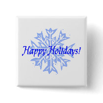 Happy Holidays (Blue Snowflake) buttons