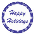 Happy Holidays Blue Snowflake Pattern Stickers sticker