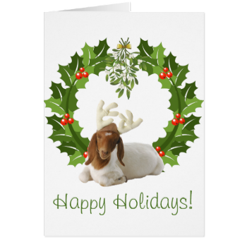 Happy Holidays Boer Goat in Wreath Cards