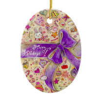 Happy Holidays Bow ornaments
