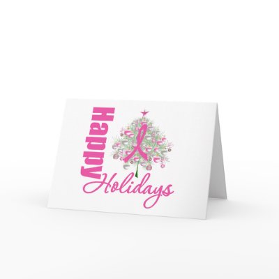Happy Holidays Breast Cancer Pink Ribbon cards